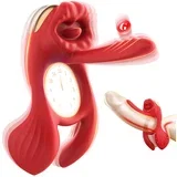 3in1 Vibrating Couples Cock Ring with G-Spot Stimulator Red