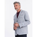 Ombre Men's REGULAR cut jacket with linen - light blue | Shoptok.si