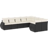  9-dijelni set vrtnih sofa s jastucima crni od poliratana | shoptok.hr