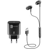 Cellular Line Hitri polnilec 25 W + slušalke USB-C z mikrofonom, (5000229072) Cene