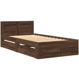 vidaXL posteljni okvir z vzglavjem rjavi hrast 75x190 cm inž. les, (21303680) | Shoptok.si