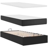 vidaXL Otomanski posteljni okvir z vzmetnico črn 90x200 cm um. usnje | Shoptok.si