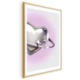  Plakat Cosmic Heart - silver heart with a ring on a purple background 29.7x42 Zlatni okvir s margom | shoptok.hr