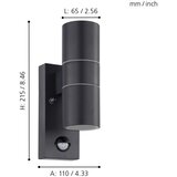 Eglo riga 5 spoljna zidna lampa/2, led, gu10, 2x3w, sa senzorom, čelik/antracit | Eponuda.com