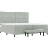  Krevet s Box Springom madracem i klupicom svjetlosive boje 200x200 cm baršun | shoptok.hr