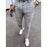 DStreet Men's Light Grey Checkered Chino Trousers