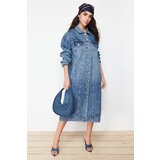 Trendyol Blue More Sustainable Denim Trench Coat Cene