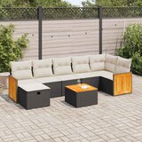Maison Chic Seti vrtnega pohištva - Vrtna garnitura - Vrtni pohištvo set 8-delna z blazinami črn poli ratan, (21800169) | Shoptok.si