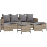 5-dijelni vrtni set sofa s jastucima bež od poliratana | shoptok.hr