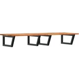  Zidna polica za Lavabo - Umivaonik od čelika i masivnog bagremovog drva - tamno smeđa i crna 120 x 50 x 2 cm 1 Trapez | shoptok.hr