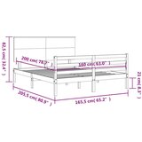  Posteljni okvir z vzglavjem 160x200 cm trden les | Shoptok.si