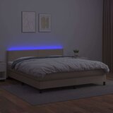  Krevet box spring madrac LED cappuccino 180x200cm umjetna koža | shoptok.hr