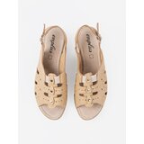 Shelvt Beige sandals with an openwork pattern | Shoptok.si