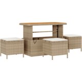 vidaXL set od 14 komada vrtnih sofa s jastučićima bež poli ratan akacija, 2-sjedalna vrtna sofa s pohranom i jastučićima bež poli ratan, 4-komadni vrtni stolni set s jastučićima bež poli ratan akacija | shoptok.hr