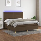  box spring s madracem LED tamnosmeđi 160x200 cm tkanina | shoptok.hr