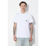 Neil Barrett Pamučna majica Slim Double Bolt za muškarce, boja: bijela, s aplikacijom, MY70218R-Y523-100N