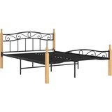 Furnova Posteljni okvir črna kovina in trdna hrastovina 140x200 cm, (21942095) | Shoptok.si