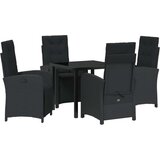  Set vrtne blagovaonice s jastučićima crni poliratan Vrtni stol crni 80x80x73 cm kaljeno staklo | shoptok.hr