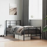 Furnova Kovinski posteljni okvir z vzglavjem in vznožjem črn 90x190 cm, (21942318) Cene