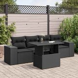 Maison Chic Seti vrtnega pohištva - Vrtna garnitura - Vrtni pohištvo set 5-delna z blazinami črn poli ratan, (21813818) | Shoptok.si