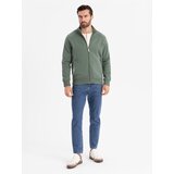 Ombre Men's sweatshirt with high collar and stripes - olive | ePonuda.com