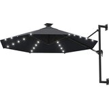  Zidni vrtni suncobran s LED svjetlima 300 cm antracit | shoptok.hr