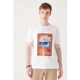 Avva Men's White Motto Printed Cotton T-shirt