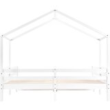 Lumor Postelja v obliki hiške iz masivnega bora 2x90x200 cm - z 2 predaloma - bela, (22155850) | Shoptok.si