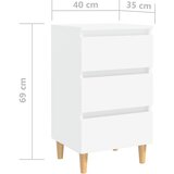  Noćni ormarić s nogama od masivnog drva bijeli 40 x 35 x 69 cm | Eponuda.com
