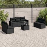 Maison Chic Seti vrtnega pohištva - Vrtna garnitura - Vrtni pohištvo set 8-delna z blazinami črn poli ratan, (21800451) | Shoptok.si