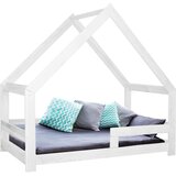 springos Otroška postelja Hišni dizajn z letvenim dnom, streho in zaščito pred padcem 80 x 160 cm Borov les Nizka hišna postelja – Bela, (21724364) Cene