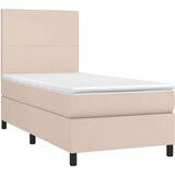  Krevet s oprugama i madrac cappuccino 100x200cm od umjetne kože | shoptok.hr