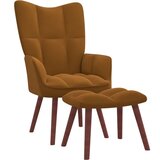  Stol za sproščanje s stolčkom rjav žamet | Shoptok.si