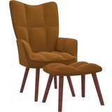  Stolica za opuštanje s osloncem za noge smeđa baršunasta | shoptok.hr