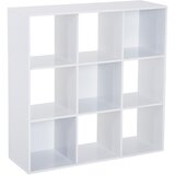 HOMCOM Bela knjižna omara za dom in pisarno, sodobno oblikovana polica z 9 lesenimi predali, 91x29,5x91cm, (20745322) | Shoptok.si