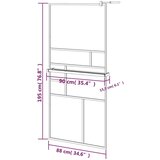 Pregrada za tuš s policom crna 90x195 cm staklo ESG i aluminij | shoptok.hr