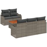 vidaXL Set vrtnih sofe od 6 dijelova s jastučićima sivo Poly ratan akacija, Dvosjed vrtna sofa s prostorom za pohranu i jastučićima sivo Poly ratan Cijene