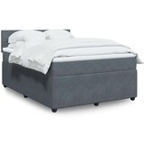 vidaXL Box spring postelja z vzmetnico temno siva 140x200 cm žamet, (21321195) | Shoptok.si