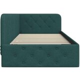 VidaXL Kotna postelja z vzglavjem Temno zelena 90 x 200 cm blago Slike