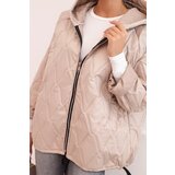 Kesi Włoski Women's quilted jacket with a hood dark beige | shoptok.hr