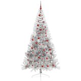 vidaXL Umjetna preddekorirana božićna jelka srebrna 210 cm PET | Shoptok.si