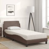 Krevet s madracem Dover smeđi 90 x 200 cm od umjetne kože | Eponuda.com