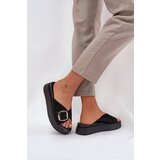 Zazoo Women's Suede Slides With Buckle On Platform Black 3019 | Shoptok.si