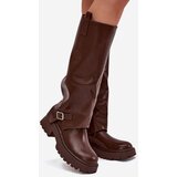 Boto Insulated boots with rolled shaft and buckle chocolate Fiorae | shoptok.hr