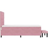 Box Postelja z vzmetnico z vzmetnico Roza 100 x 200 cm Žamet, (5000126302) | Shoptok.si