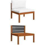 Maison Chic Vrtni sredinski kavč - Zunanji kavč z blazinami trden akacijev les, (22040535) | Shoptok.si