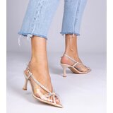 Gemre Beige transparent stiletto sandals with rhinestones Kloksi | ePonuda.com