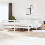 Maison Chic Posteljni okvir - Dvoposteljna postelja - Zakonska postelja bel iz trdnega lesa 200x200 cm-J3124, (21761901) | Shoptok.si
