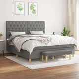  Box spring postelja z vzmetnico temno siva 160x200 cm blago, (20788842) | Shoptok.si
