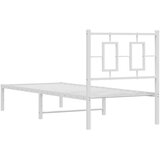  Metalni okvir krevet bez madraca s uzglavljem bijeli 75x190 cm | shoptok.hr
